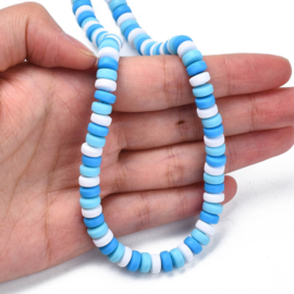 20 x Polymeer kralen rondellen 7mm mix Deep Sky Blue