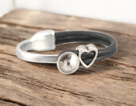 1 x DQ metaal halve armband antiek zilver kleur ca. 34 x 63mm Ø10 x 2,5mm (Nikkelvrij)