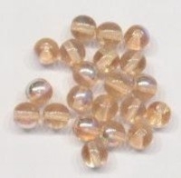10 Stuks Glaskraal rond transparant peach Zalm-roze AB 6 mm