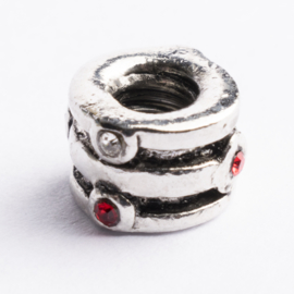 Be Charmed kraal zilver met een rhodium laag (nikkelvrij) c.a. 9 x 6mm groot gat: 4.2mm