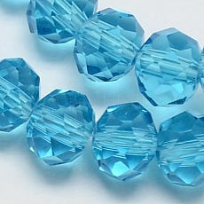 1 x Streng met ca. 90–93 glaskralen facet rondelle briolette kristal – 6 x 4 mm – gat 1 mm – Turquoise AB Plated