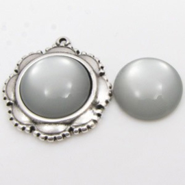 1 x Polaris Cabochon 16,4mm Jais Ice Grey