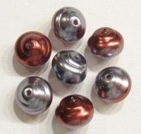 10 x Glasparel slakkenhuisje Bordeaux rood grijs 9 x 10mm gat: 1mm