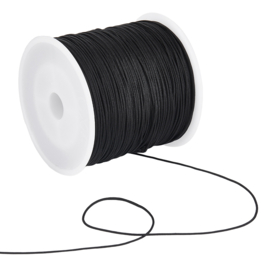 1 rol gevlochten nylon imitatie zijden draad – zwart 0,8 mm, 90 meter