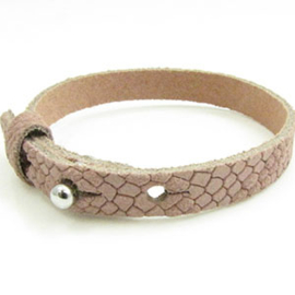 1 x Cuir Armband DQ Suede 10 x 2,2mm Reptiel oud roze
