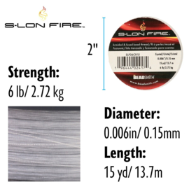 1 rol S-Lon Fire rijgdraad 0,12 mm – 4 LB – 13,7 meter – Crystal