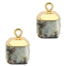 1 x Natuursteen hangers square Fossil grey-gold Shimmer Stone