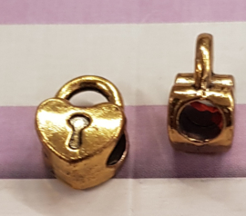 3 x European Jewelry geel koper kleur kraal van een slot te gebruiken als bails afm. 10 x 13mm gat:  4,8mm oogje 5mm