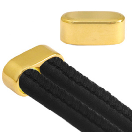 1 x Eindkapje metaal DQ dubbel Ø10mm Goud ca. 23x13mm (Ø10mm) (Nikkelvrij)