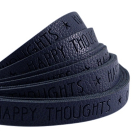 20 cm plat imi leer 10mm met quote - Happy thoughts - Dark Midnight Blue ♥