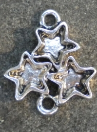 Metalen ornamentje tussenzetsel sterren 28 x 21mm