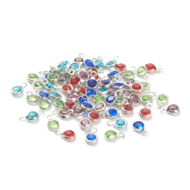 5 x DQ platinum facethanger gekleurd mix 7,5 x 5 x 2mm, oogje: 1,4mm
