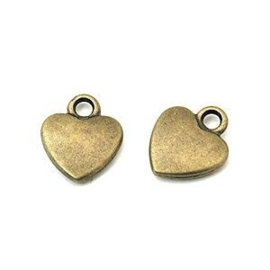 10 x Metaal Bedel Hart Bronz 10 mm