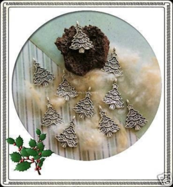 6 x Tibetaans zilveren kerstboom 24x18mm