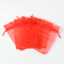 c.a. 100 stuks organza zakjes 8 x10cm rood