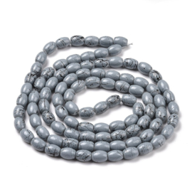 10  x  glaskralen drip-art ovaal 8 x 6~6,5mm, gat: 1mm Dark Gray