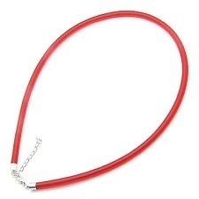 Prachtig zijden koord 3,2mm diameter, lengte c.a. 43cm incl. verlengketting rood