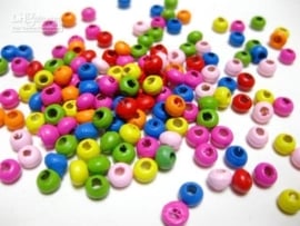 Super leuke Yoyo-beads mix, houten kralen 4mm c.a. 20 gram c.a. 750 stuks  assortiment