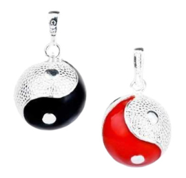 Echt  Sterling 925 zilveren harmony ball Engelenroeper kooi met klankbol Yin Yang