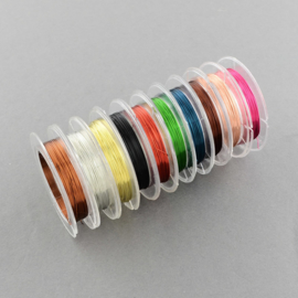 10 rolletjes messing sieradendraad in verschillende kleuren 0,3mm 10 meter per rol (pakketpost) 