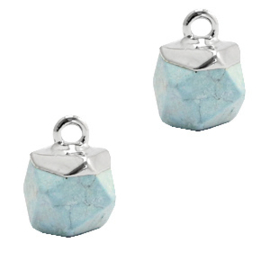 1 x Natuursteen hangers hexagon Ice blue-silver