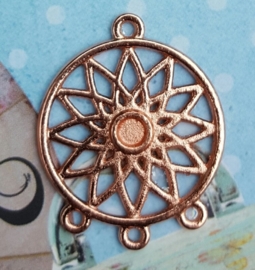 DQ metalen dreamcatcher hanger Rose Gold (nikkelvrij) Tray: 4mm; 33x27x2mm oogjes: 2mm