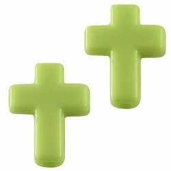 10 x acryl kraal kruisje Groen 16 x 12 mm
