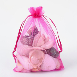 50 stuks fuchsia organza zakjes 13 x 18cm