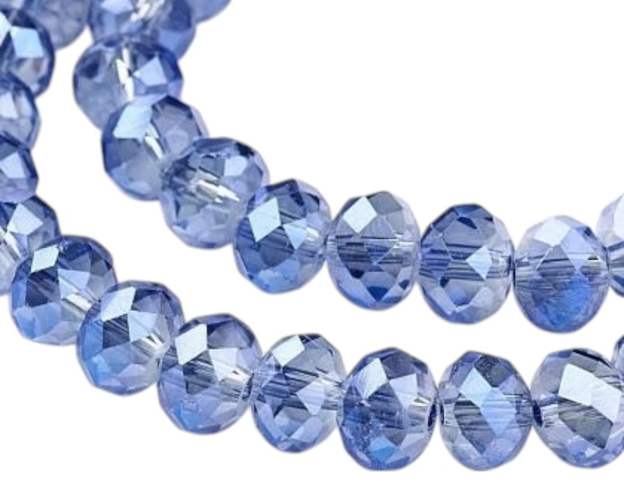 1 x Streng met ca. 68–70 stuks glaskralen facet rondelle briolette kristal – 8 x 6,5mm, gat 1 mm – Royal Blue
