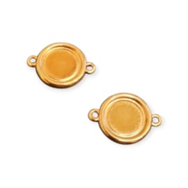 1 x  DQ houder voor cabochon tussenzetsel 24,8 x 15,5mm Ø 11mm antique rosegold kleur (Nikkelvrij)