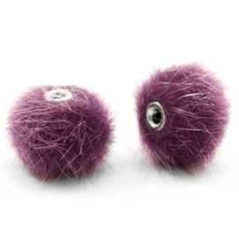 Pompom kralen faux fur 12mm Violet purple  (op is op!)