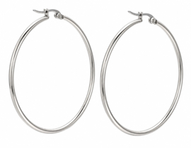 2 x RVS 201 creolen 32 x 30 x 2 mm – pin 0,8 mm – RVS kleur