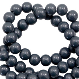 30 x 4mm  glaskralen opaque  Dark grey-blue gat: 1mm