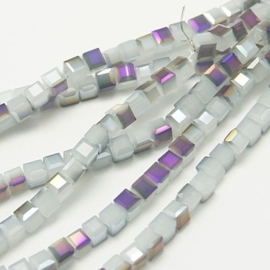 10 x glaskralen Kubus Facet geslepen Top kwaliteit! 6mm gat: 1mmPurple Opal