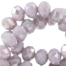 10 x Top Facet kralen 8x6 mm disc Light violet grey opaque diamond coating