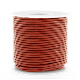 50cm DQ Leer rond 1 mm Red ochre brown