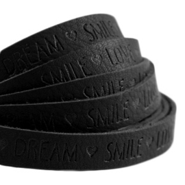 20 cm Plat imi leer 10mm met quote  - Love Dream Smile - Black ♥