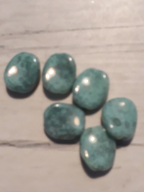 10 x mooi groen/blauwe glaskraal ovaal 12 x 10 mm gat: 1 mm