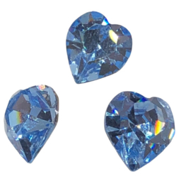 2x Precosia kristal in de vorm van een hart Blauw 10 mm