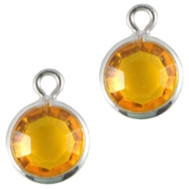 1 x DQ facethanger gekleurd Zilver-yellow 10 x 7mm (op is op!) (Nikkelvrij)