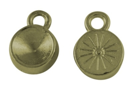 B. Houder Puntsteen Settings DQ één oog geel koper ca.13 x 10 mm (voor puntsteen SS39 c.a. 7-8mm)  (Nikkelvrij)
