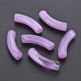 10 x Acryl kralen tube  transparant Violet ca. 33x8mm (gat Ø1.6mm)