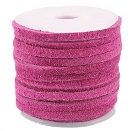 1 meter  DQ Leer suède 5mm Magenta fuchsia echt leer