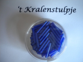 Pracht - glasstiften buisjes met zilverinslag 6mm  17 gram donker blauw