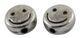 10 stuks metalen kralen met lachend gezichtje 6 x 3 mm Gat: 1mm