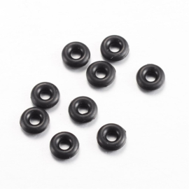 10 x Stopper kralen rubber 6x2 mm – zwart, gat ca. 2 mm