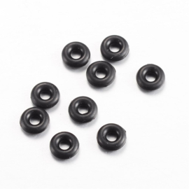 10 x stopper kralen zwart rubber 6x2mm, gat: 2mm