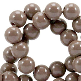 30 x  4mm  glaskralen opaque Metallic taupe brown gat: 1mm