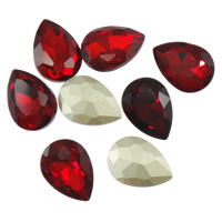 2x Kristallen facet cabochon in de vorm van een druppel 13 x 18mm rood