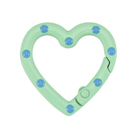 1 x Gekleurde onderdelen sleutelhanger hart Green-blue ca. 25x26x4mm